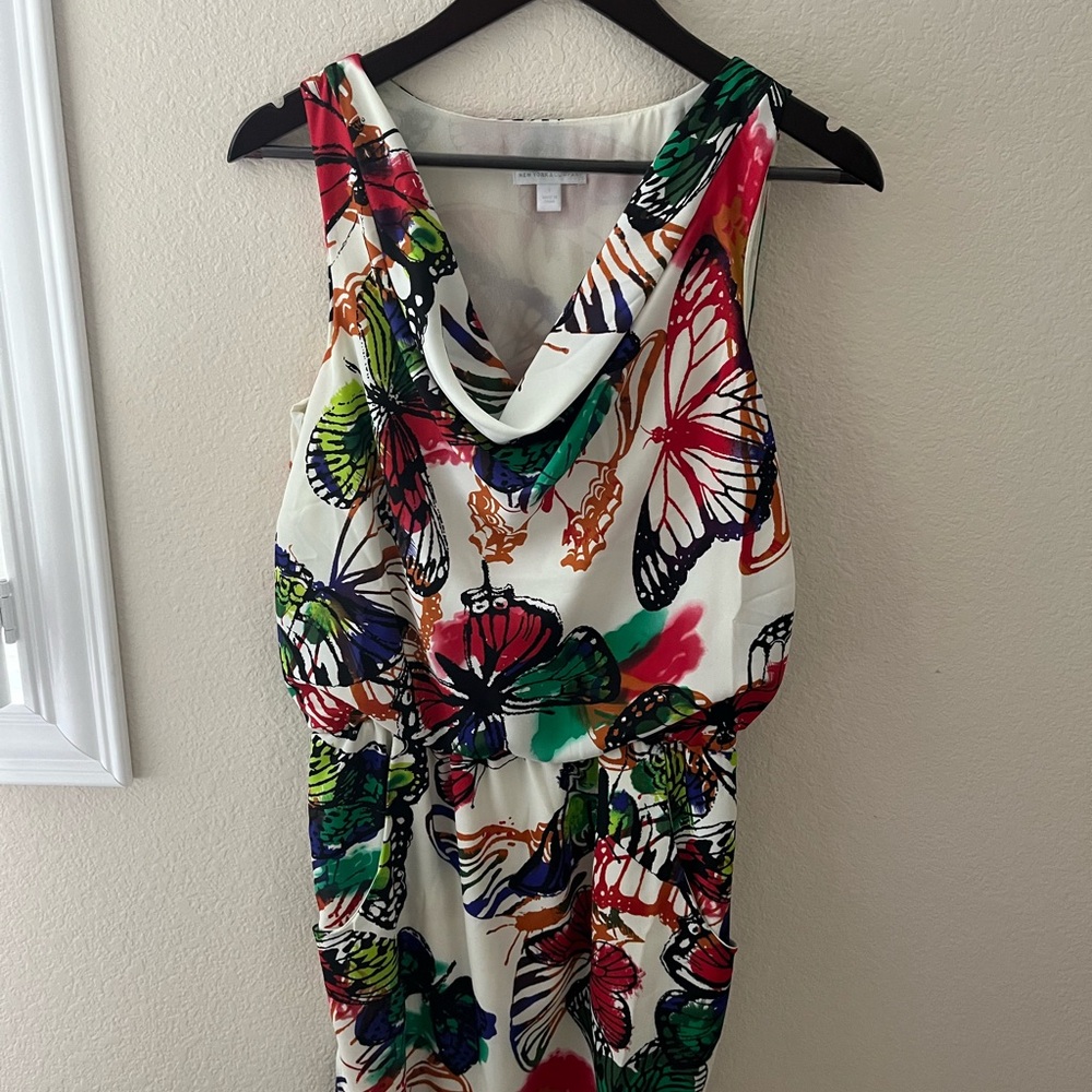 New York & Company Strapless Multicolor Butterfly Dress - Picture 2 of 10
